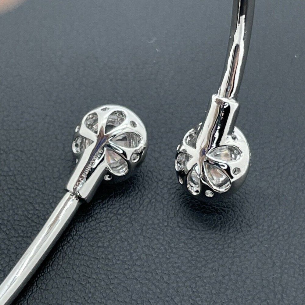 Bypass Bracelet Sterling Silver Simulated Diamonds Round Cut Absolute 4.28ctw - Picture 9 of 14